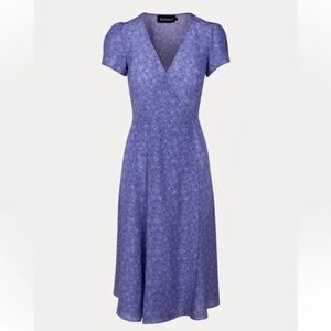 Réalisation Par 100% Silk Teale Midi Wrap Dress in Purple Haze